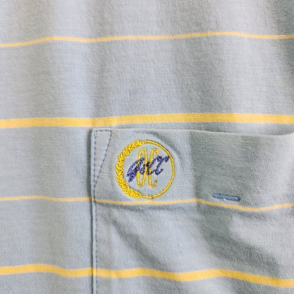 B Draddy Shirt Mens XL Blue Striped Golf Polo Pima Cotton Chest Pocket Comfy - Picture 4 of 15
